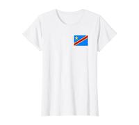 Drapeau République démocratique du Congo T-Shirt Graphique avec Valeur, Femme, Blanc, S