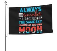 Drapeau Résistant À La Décoloration Drapeaux Père Toujours, Nous Sommes Sous Le Même Ciel, Regardant La Même Lune Renforcé Suspendus Fanion Pour Célébration Décorations Restaurant 90X150Cm
