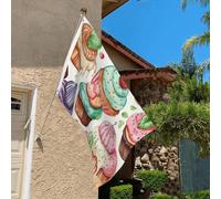Drapeau résistant à la décoloration pour extérieur, bannière décorative pour cupcakes, beignets, muffins, sucre, drapeau mural double face avec œillets en laiton, toile de fond amusante pour pelouse