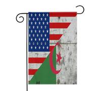 Drapeau rétro américain, Algérie, États-Unis Drapeaux de jardin (12,5 x 18 pouces) - Bannière aux couleurs éclatantes pour décoration extérieure de jardin et de maison