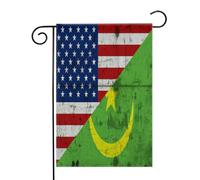 Drapeau rétro américain de la Mauritanie et des États-Unis Drapeaux de jardin (12,5 x 18 pouces) - Bannière aux couleurs éclatantes pour décoration extérieure de jardin et de maison