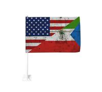 Drapeau rétro américain, drapeau de Guinée équatoriale, fixation pour vitre de voiture, protection solaire, décoration, bannière double face 30 x 45 cm pour camion
