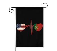 Drapeau rétro « Cœur battant » Amérique et Portugal Drapeaux de jardin (12,5 x 18 pouces) - Bannière aux couleurs éclatantes pour décoration extérieure de jardin et de maison