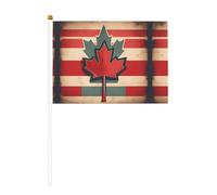 Drapeau rétro du Canada à manivelle double face 14 x 20,8 cm, utilisé pour la décoration de fête de vacances, les compétitions