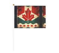 Drapeau rétro du Canada double face à manivelle 14 x 20,8 cm, utilisé pour la décoration de fête de vacances, les compétitions