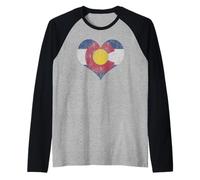 Drapeau rétro du Colorado en Forme de cœur Manche Raglan