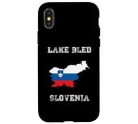Drapeau rétro du lac Bled Slovénie Coque pour iPhone X/XS