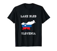 Drapeau rétro du lac Bled Slovénie T-Shirt