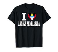 Drapeau rétro en Forme de cœur avec Inscription « I Love Antigua and Barbuda » T-Shirt