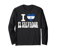Drapeau rétro en Forme de cœur avec Inscription « I Love EL Salvador » Manche Longue