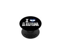 Drapeau rétro en Forme de cœur avec Inscription « I Love EL Salvador » PopSockets PopGrip Adhésif