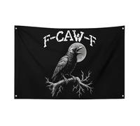 Drapeau rétro F-Caw-F Black Raven Crow 90 x 150 cm, bannière de jardin avec 4 trous, décoration intérieure et extérieure pour la maison