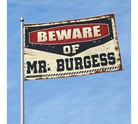 Drapeau rétro « For The Boys » avec inscription « Beware of Mr. Burgess » (30 x 45 cm)