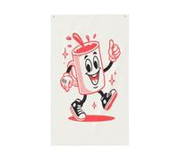 Drapeau rétro Happy Mug Cartoon Yard House Drapeaux, 9,5 x 1,5 m Saison Bannière de vœux avec œillets Décoration d'intérieur ou d'extérieur