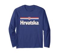 Drapeau rétro Hrvatska Croatie Bleu Croate Manche Longue