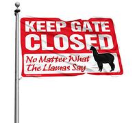 Drapeau rétro pour étudiant et athlète « Keep Gate Closed No Matter What The Llama Say » - Décoration de chambre de garçon (30 x 45 cm)