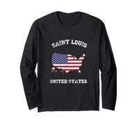 Drapeau rétro Saint Louis États-Unis Vieilli Manche Longue
