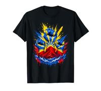 Drapeau Réunion 974 Poings Levés Volcan Fierté Créole Île T-Shirt
