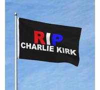 Drapeau Rip Charlie Kirk 1993-2025 3x5, couleurs vives et résistant à la décoloration, en polyester avec œillets