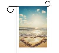 Drapeau romantique en forme de cœur double face 30,5 x 45,7 cm, drapeau vertical en lin, drapeaux de maison durables pour décoration extérieure festivités