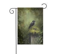 Drapeau romantique foncé corbeau dans le cimetière de la vieille forêt 30 x 45 cm vertical double face ferme vacances décorations extérieures drapeau de cour