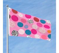 Drapeau rose à pois 61 x 91 cm double face qui ne se décolore pas, drapeau de bienvenue avec bannière extérieure en laiton, décoration pour cour, porche, pelouse