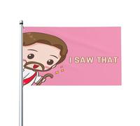 Drapeau rose « J'ai vu ça » 90 x 150 cm, humoristique, Jésus, chrétien, Dieu, Christ, croix, édition limitée 2024, bannière 90 x 150 cm pour porche, intérieur, jardin, pelouse, décoration à suspendr