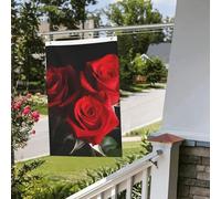 Drapeau roses rouges 61 x 91 cm pour extérieur, intérieur, printemps, été, automne, hiver, drapeaux de jardin avec œillets verticaux double face pour décorations de cour