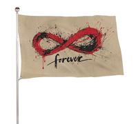 Drapeau rouge symbole de l'infini éternel graffiti 0,9 x 1,5 m pour extérieur, jardin, bannière, décoration pour cour, porche, pelouse, ferme