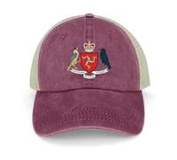 Drapeau Rouge vin Casquette de Baseball Réglable Denim Unisexe Anti-UV Protection Drapeau de l'île de Man Ajustable Boucle en Trucker Hip-hop Cap Maille Golf Voyages Sport Chapeau