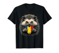 Drapeau roumain en forme de cœur de hérisson avec racines roumaines T-Shirt