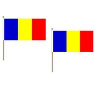 Drapeau Roumanie 45x30cm HAMPE en bois - LOT DE 10 Drapeaux roumain 30 x 45 cm - AZ FLAG