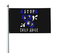 Drapeau ruban bleu de sensibilisation à la maltraitance des enfants 3 x 5 pieds avec deux œillets en laiton, double couture, couleurs vives, anti-décoloration