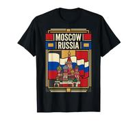 Drapeau Russe de Moscou Cathédrale Saint-Basile Rétro Voyage Art T-Shirt