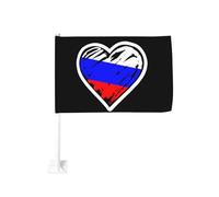 Drapeau russe en forme de cœur, pince à fenêtre pour voiture, décoration de protection solaire, bannière double face 12x18 pouces pour camion