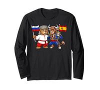 Drapeau Russie Espagne Racines Russes Fier héritage Espagnol Manche Longue
