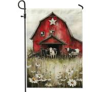 Drapeau rustique de jardin de grange, bannière florale de vaches de ferme, bannière de décoration d'intérieur, drapeau double face en toile de jute, décoration de pelouse extérieure, 30,5 x 45,7 cm