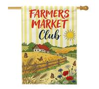 Drapeau rustique de marché des fermiers, campagne rustique, soleil, papillon, jaune d'été, double face, en toile de jute pour porche, extérieur, terrasse, cour, pelouse, entrée, balcon, 71,1 x 101,6