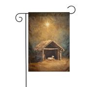 Drapeau rustique en bois d'écurie avec toit en paille d'agneau vintage 30 x 45 cm - Drapeau vertical double face - Décoration extérieure de ferme - Drapeau de cour