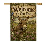 Drapeau rustique pour maison d'âne, campagne rustique, oiseaux, fleurs printanières, toile de jute marron double face, drapeaux décoratifs pour extérieur, cour, pelouse, terrasse, porte, entrée, 71,1