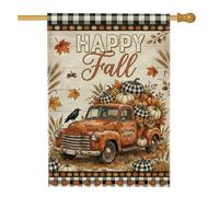 Drapeau rustique vintage citrouilles corbeau en toile de jute double face pour extérieur, terrasse, cour, pelouse, entrée, balcon, 71,1 x 101,6 cm