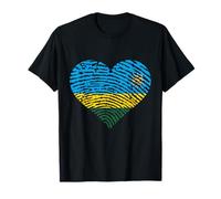 Drapeau rwandais en forme de cœur avec racines rwandaises T-Shirt