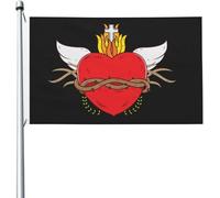 Drapeau Sacré-Cœur Drapeau Paysage Lavable Couleurs Resistant Exterieur Bannière, Pour Balcon, Les Défilés, Jardin, 90x150cm