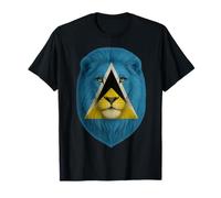 Drapeau Sainte Lucie Lion avec drapeau Sainte Lucie T-Shirt