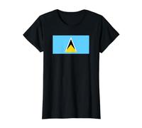 Drapeau Sainte-Lucie T-Shirt Graphique avec Valeur, Femme, Noir, XL