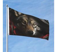 Drapeau Saw a Wolf 2x3 pi double face grande bannière ?illets de jardin toutes saisons bienvenue pour la décoration extérieure de la cour