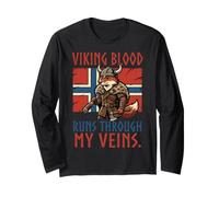 Drapeau scandinave Viking Blood Runs Through My Veins Norvège Manche Longue