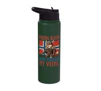 Drapeau scandinave Viking Blood Runs Through My Veins Norvège Stainless Steel Insulated Water Bottle