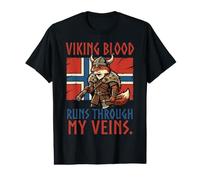 Drapeau scandinave Viking Blood Runs Through My Veins Norvège T-Shirt Graphique avec Valeur