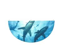 Drapeau semi-circulaire en polyester avec 3 œillets de 0,9 x 1,8 m | Drapeau de jardin imprimé requins marteaux pour extérieur et intérieur Bannière décorative 1 pièce